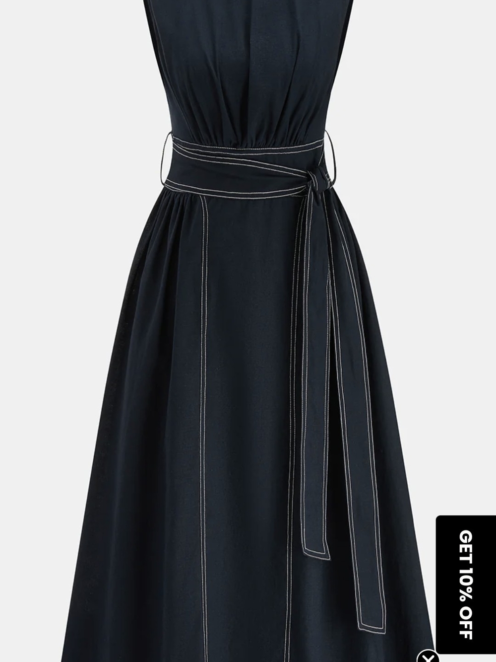 Commense Sleeveless Navy Tie-Waist Midi Dress - Picture 4 of 8